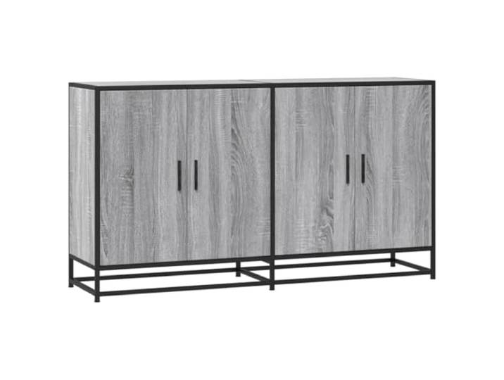 LASWWQMRF Sideboard Grau Sonoma 134x35x76 cm Kommode mit 4 Türen Vielseitige Anrichte mit Metallgestell und 4 Fächern für Wohnzimmer, Schlafzimmer oder Flur. Stabil und pflegeleicht.