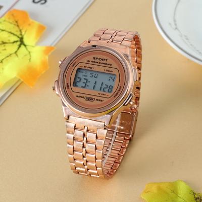 Fusion Finds Digital Watch For Women Retro Stainless Steel Strap Waterproof LED Sports Wristwatch rose gold
