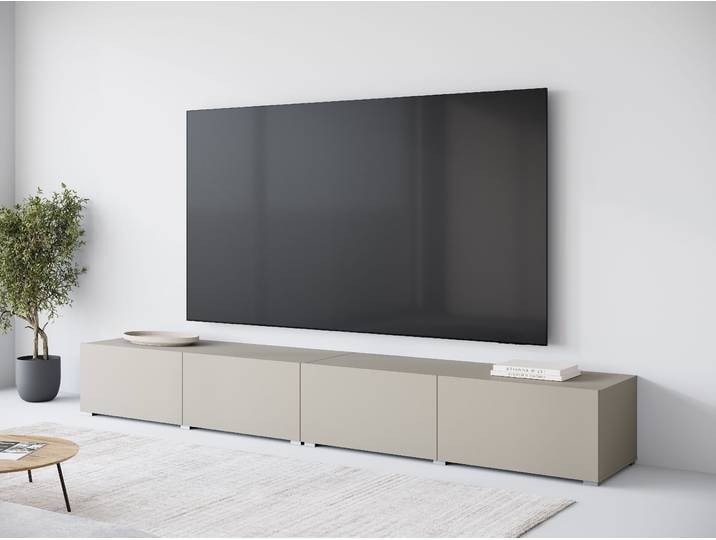 Lowboard GOODPRODUCT Denver Erlebe die Weltmeisterschaft im XXL-Format , kaschmir, B:300cm H:39,9cm T:49cm, Sideboards, Lowboard, Elegantes TV-Möbel 300 cm, speziell für bis zu 98-Zoll Fernseher