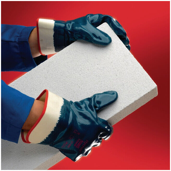Gants Hycron 27-805 T. 11 blanc/bleu jersey de coton avec nitrile EN 388 cat. II ; Ansell Health Care (27-805-11)