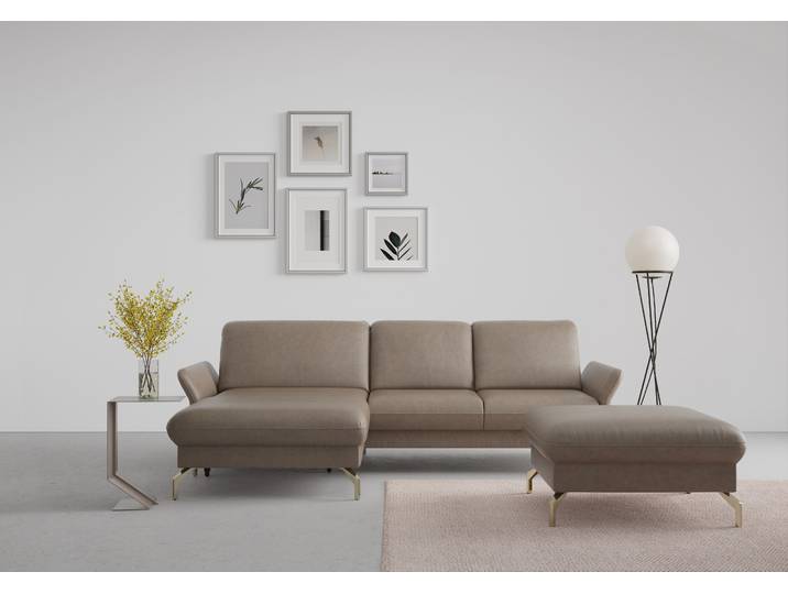 Ecksofa, Luxus-Microfaser, Taupe 253×165 cm, Recamiere Links, Motorisch, SIT & MORE