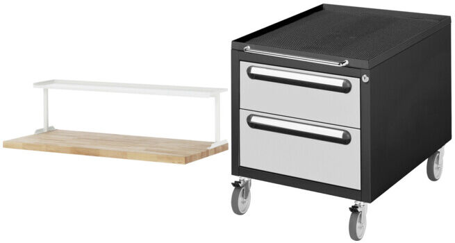 Set STIER Ablage zur Werkbankmontage BxTxH 1250x300x375mm + Rollcontainer...