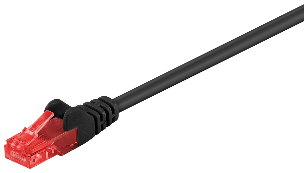 40x Goobay 68686 CAT 6 Patchkabel, U/UTP, schwarz, 7,5 m - Kupferummantelter Aluminiumleiter (CCA)