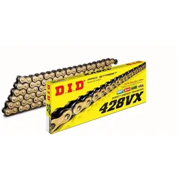 DID, Motorrad Zubehör, Antriebskette 428VXGB-124 (124 Glieder) X-Ring Gold (offen + Clip)