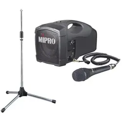 Mipro MA-101C Lautsprecher mit Mikrofon mit Stativ (Aktiv), PA Lautsprecher, Schwarz