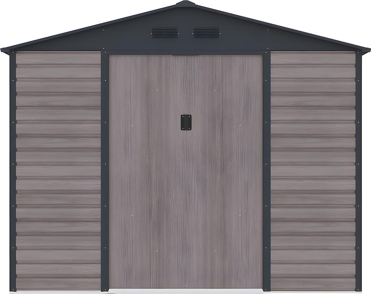 Gartenhaus Gerätehaus - 8,94 m² - Stahl - Holz-Optik - Grau - ADELMO