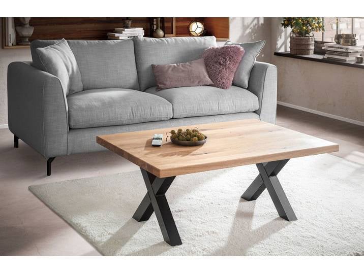 Couchtisch 110x75cm 'Robin I' Wildeiche & Metall schwarz