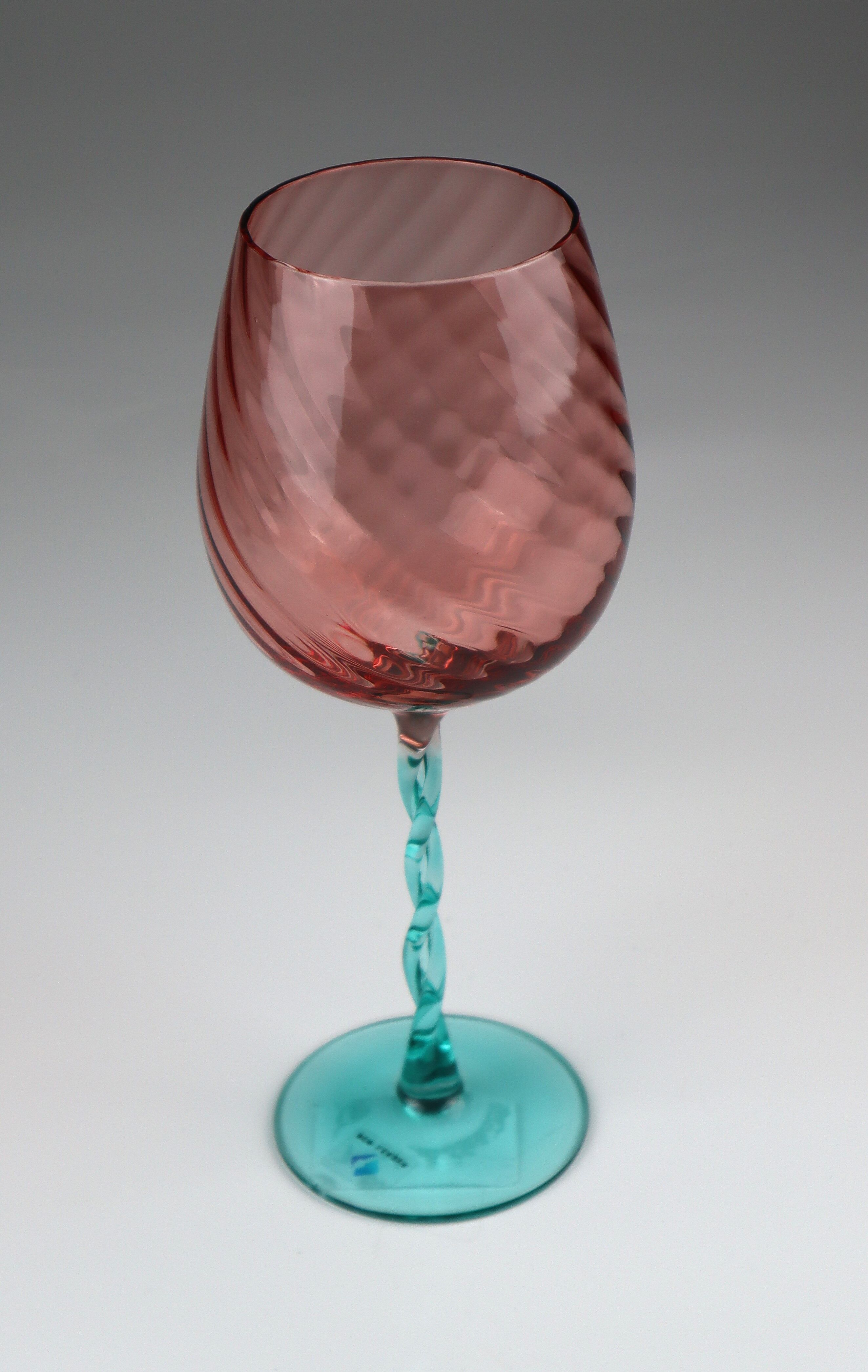 Weinglas AM DESIGN "Handgefertigt", rosa (pink, blau), B:10cm H:24cm, Glas, Trinkgefäße, Weinglas, 3er Set