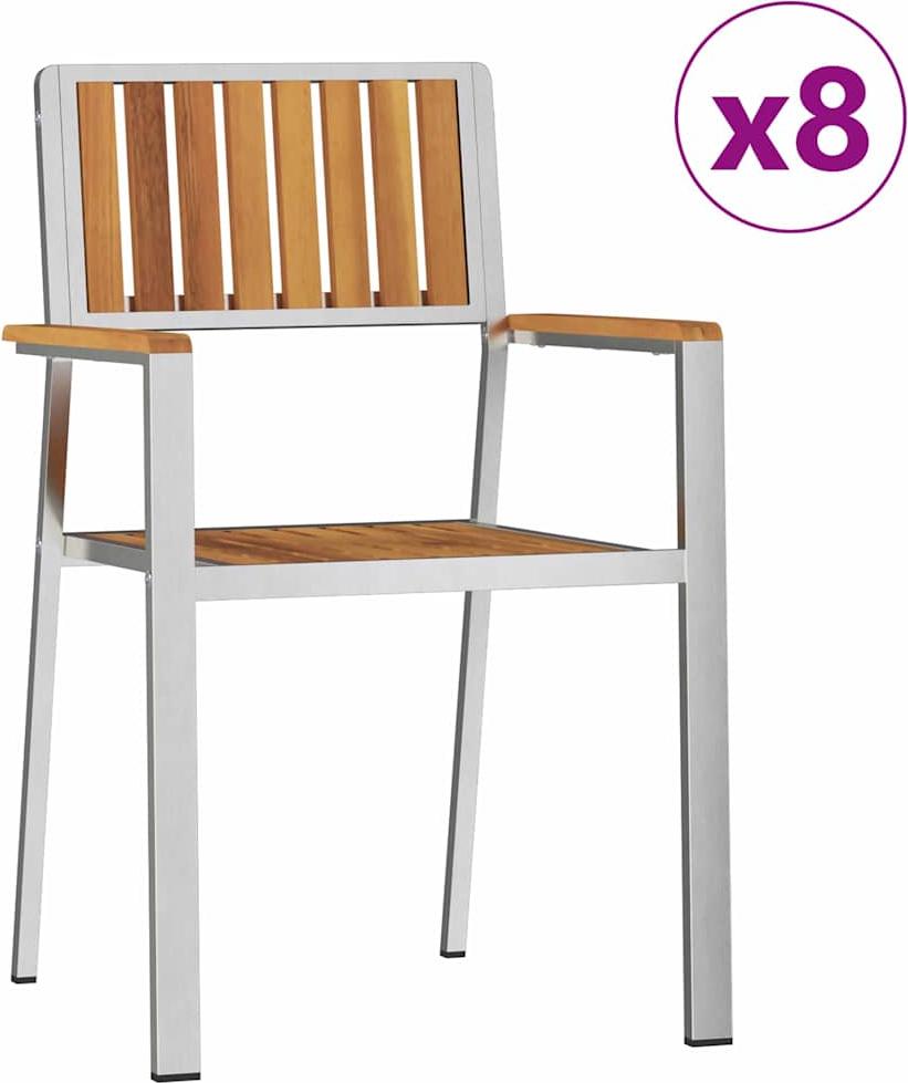 vidaXL Gartenstuhl 8 stk. Massives Akazienholz und Edelstahl