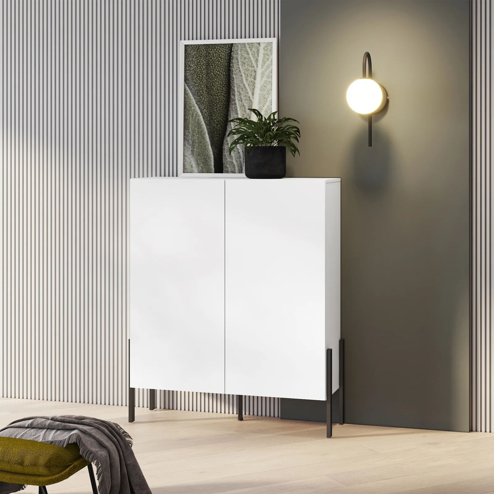 garneroarredamenti Madia 110x135h cm 2 ante moderna bianco Simple