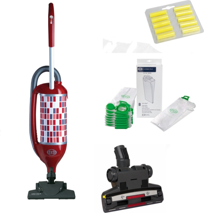 Sebo FELIX 4 KOMBI ROSSO Verticale stofzuiger, Zwart Grijs Rood, 3,5 liter, Voor droog gebruik, Microfilter