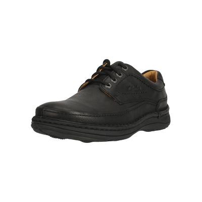 Schnürschuh CLARKS "Nature", Herren, Gr. 42, schwarz, Gummi, Leder, Schuhe Schnürschuh, mit super weichem Schaffellfutter