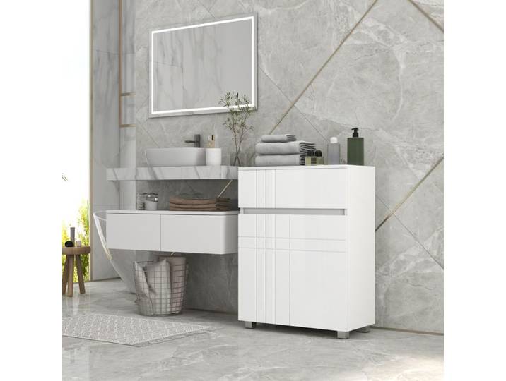 Armoire de salle de bain meuble de rangement vertical pour petits espaces la bande de mur enfin utilisée 60 x 30 x 80 cm blanc