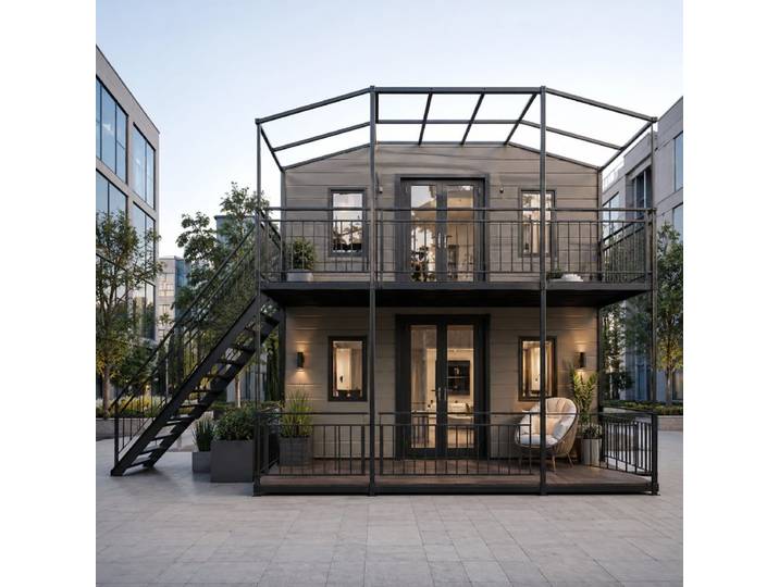 Cabine conteneur préfabriquée pliable et extensible pour maison d'hôtes, espace de travail mobile et logement de chantier, personnalisable