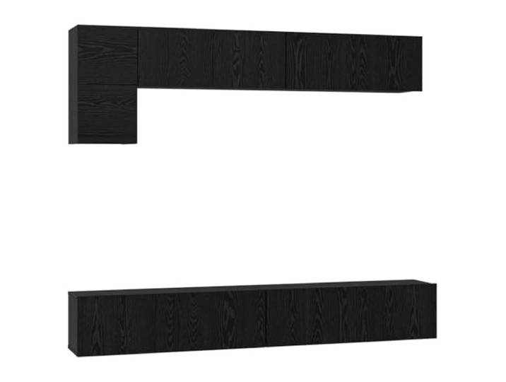 GKHPYURE TV-Möbel-Set, 5-teilig, schwarze Eiche, Holz, mehrschichtig Modernes Design, Würfelfächer, Scharniertür, Paneelregale, Montage erforderlich
