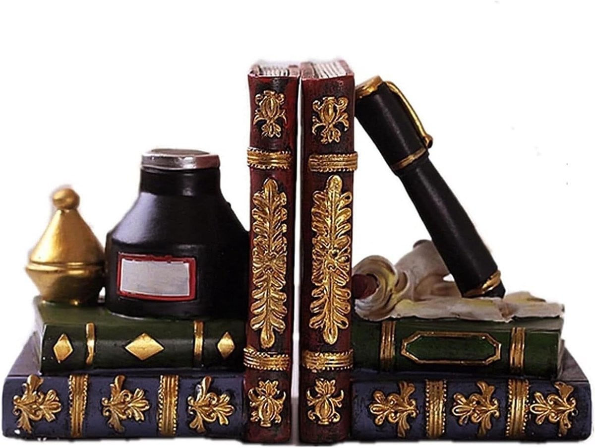 Set decoratieve boekensteunen in diverse maten