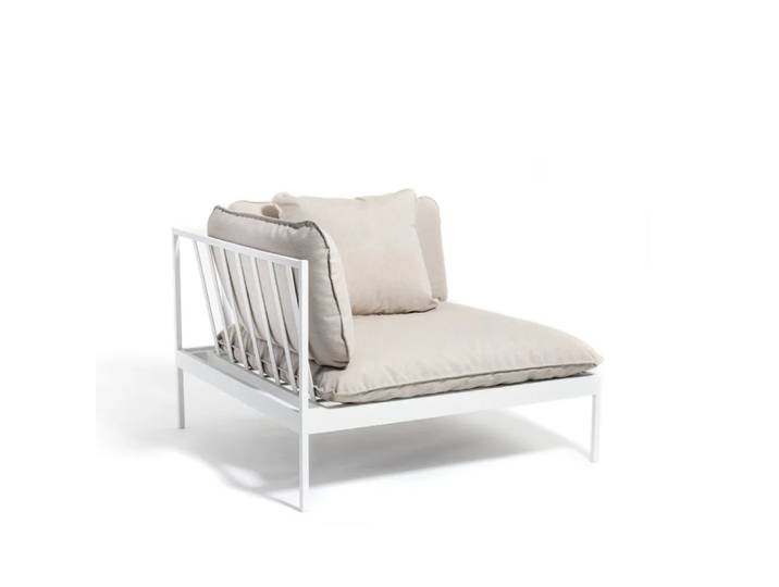 Skargaarden Bönan Modulsofa Sunbrella Ashe light grey, Eckteil, hellgraues Aluminiumgestell