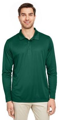 Team 365 TT51L Men's Zone Performance Long Sleeve Polo Shirt in Sport Forest Green size 3XL   Polyester