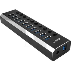 LINDY 43370 - USB 3.0 10-Port Hub, 10x A, Schalter