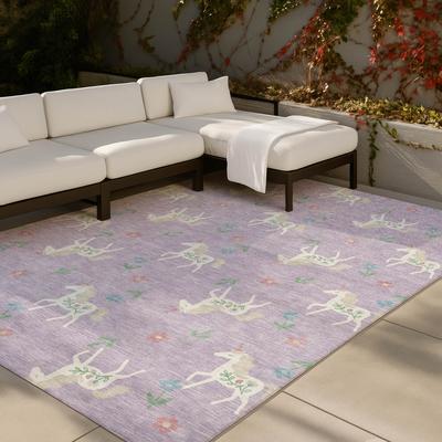 Addison Rugs Machine Washable Indoor/ Outdoor Kids Unicorn Chantille Rug