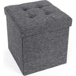Songmics Sitzhocker mit Stauraum, bis 300 kg, Stoff, dunkelgrau, faltbar, 38 x 38 x 38cm