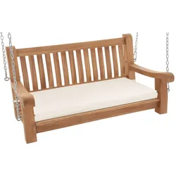 CLP Schaukelbank wetterfest Joyce mit Sitzkissen, robust massiv Teakholz, mit Armlehne und Ketten, Gartenbank für Terrasse und Balkon