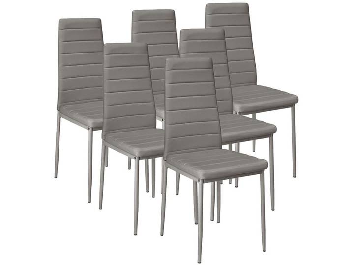 Amiremplie Lot de 6 chaises de salle à manger tapissées - Chaises de cuisine tapissées gris