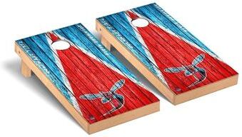 Skip's Garage Delaware State Hornets Triangle Cornhole Board Set