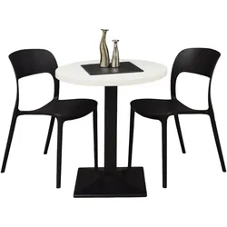 BISTROTISCH rund Elanur 70 cm schwarz matt/weiß matt lack