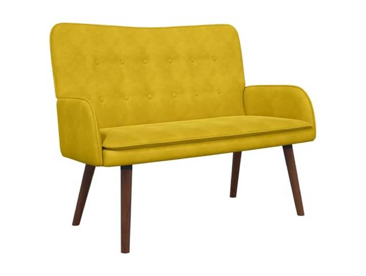 TEKGHUT 2-Sitzer Sofa Gelb 115 x 61 x 87 cm Samt Samtbezug,Metall-und-Holzgerüst,breite Armlehnen,weiche Polsterung,leicht zu reinigen