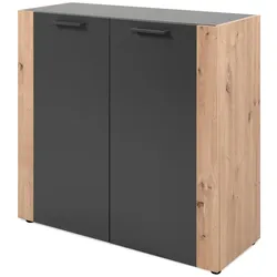 KOMMODE grau, Artisan Eiche 89 x 85 cm, Sideboard 2-türig