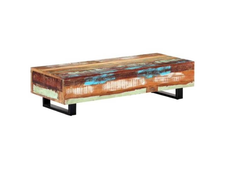 HEFZGDB Massiver Couchtisch aus Altholz und Stahl 120x50x30 cm Einzigartige Holzmaserung Vintage Design Einfache Montage Individuelles Unikat