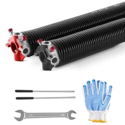 VEVOR Torsionsfedern für Garagentore (Φ 5,54 x Φ 50,8 x 668 mm) 16000 Zyklen, schwarz beschichtet zum Auswechseln, Garagentorfedern mit rutschfesten Wickelstäben & Handschuhen & Montageschlüssel