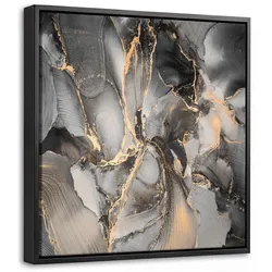 LEINWAND Bilder mit Rahmen - Grau - Luxus - Gold - Marmor - 20x20