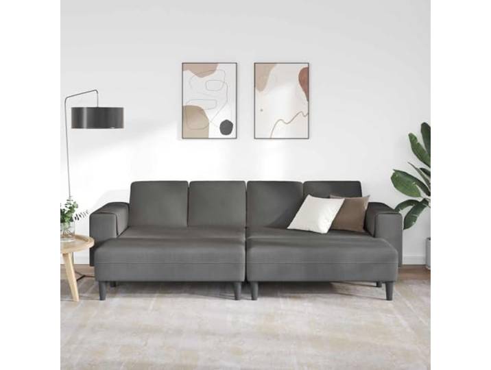 KTHLBRH Sofa dunkelgrau 250 x 188 x 76 cm Cords Stoff Atmungsaktiv, weich, 4-Sitzer, schwarze Beine, für Wohnzimmer
