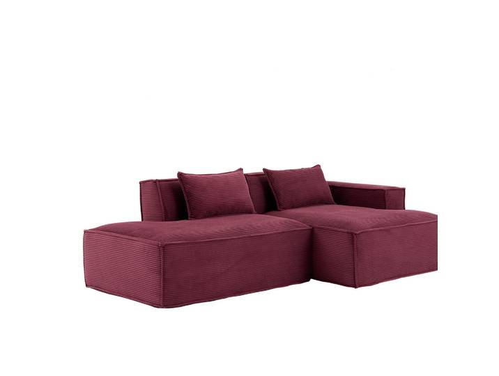 Oxeza Ecksofa 233/129/70 cm Rot mit zwei Kissen und Federtasche, Mode, Rechteckig, 235x129 cm, Wohnzimmer, Sofas & Couches, Wohnlandschaften, Ecksofas