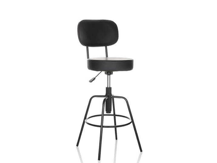 hjh OFFICE Tabouret de Bar Disc High Similicuir Tabouret Moderne réglable en Hauteur\, pivotant\, Noir\, 729456