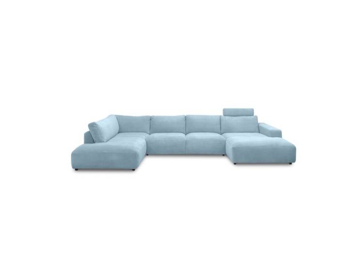Musterring Lucia Wohnlandschaft mit Bezug in Cord und optionaler Kopfstütze - Cord light blue - ohne Zusatzausstattung - rechts Modern, Zeitlos