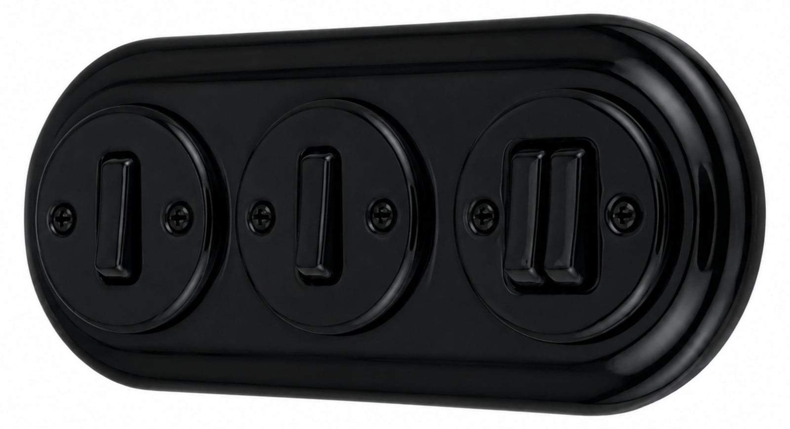 ADAKAT Serie PR1 Inbouw schakelaar Set - Porselein Retro Design - Zwart