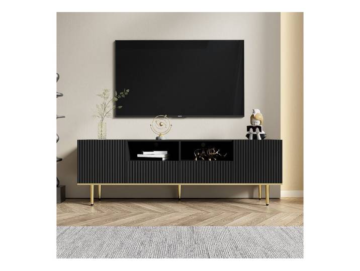 Fine Life Pro TV-Schrank Eleganter TV-Schrank Schwarz-Gold
