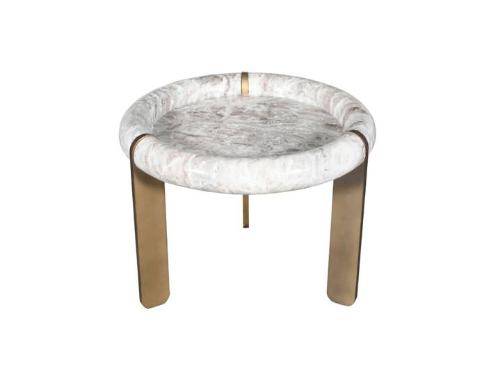 Petite table basse en marbre et métal