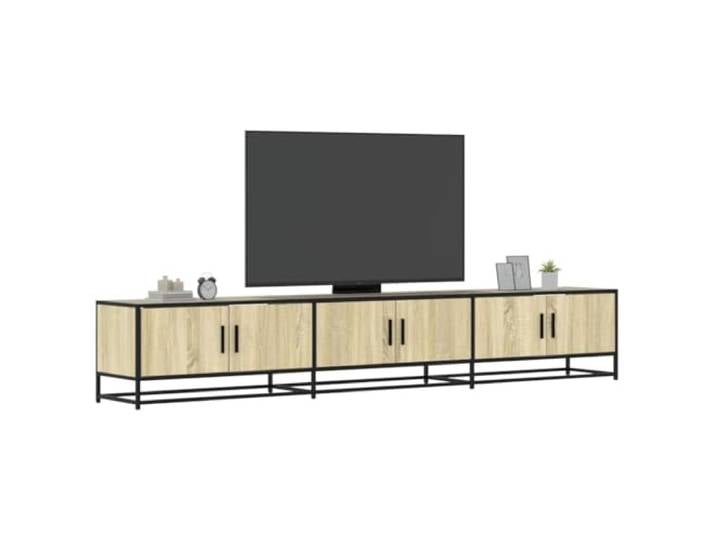 HEFZGDB TV-Schrank Sonoma-Eiche 240x35x41 cm Holzwerkstoff mit Metallgestell – Stabiles TV-Möbel mit reichlich Stauraum für Wohnzimmer, robuste Oberplatte, langlebiges Material,