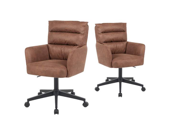 Bürostuhl Mika-Riko 2er-Set - Höhenverstellbar, 360° Drehbar, Matt-Schwarz