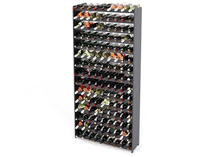 Lenmar RW RW RW-3-135 Weinregal aus Holz, Anthrazit, 198 x 92 x 26,5 cm, 16 Liegeplätze für 135 Flaschen, Weinregal, Flaschenregal