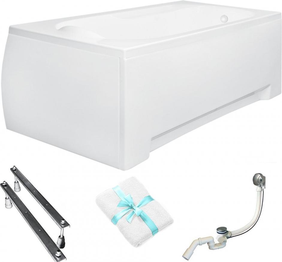 Aqua For You | Besco Badewanne - 140x70cm - Antibakterielle Beschichtung - Weiße Verkleidung - Siphon Und Füße