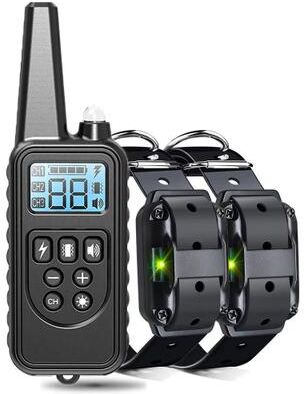 Inspired Finds Rechargeable Dog Training Collar With Vibration, Shock, And Anti Bark Control for 2 Dog Black us Plug