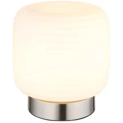 LED Tischleuchte Tischlampe Schlafzimmer Wohnzimmer Schalter Nickel Glas H21,5cm