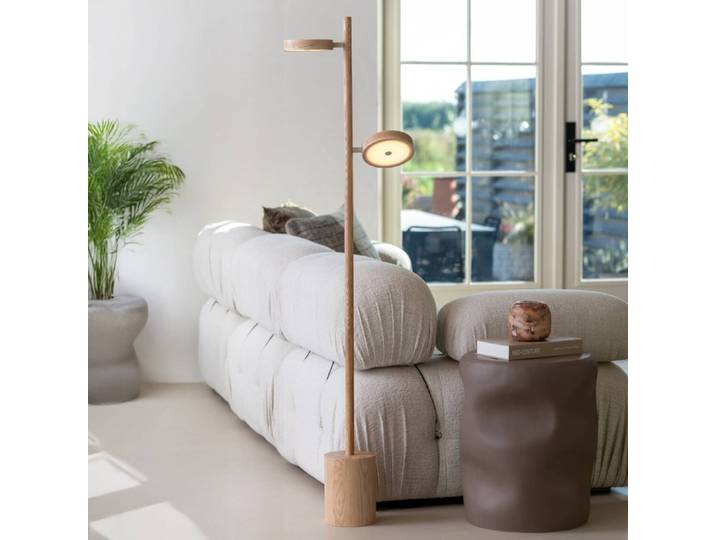 Good & Mojo Stehlampe Okinawa, dimmbar, Holz hell, für Wohn- / Esszimmer, Holz, Modern