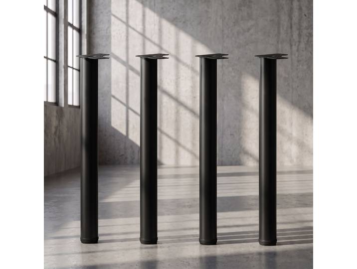 HOMCOM Pieds de Table Métal Industriel Noir 73x6cm Lot de 4