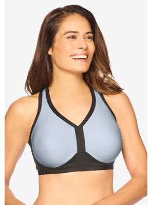Plus Size Women's V-Neck Colorblock Sports Bra by Comfort Choice in Pearl Grey (Size 2X)